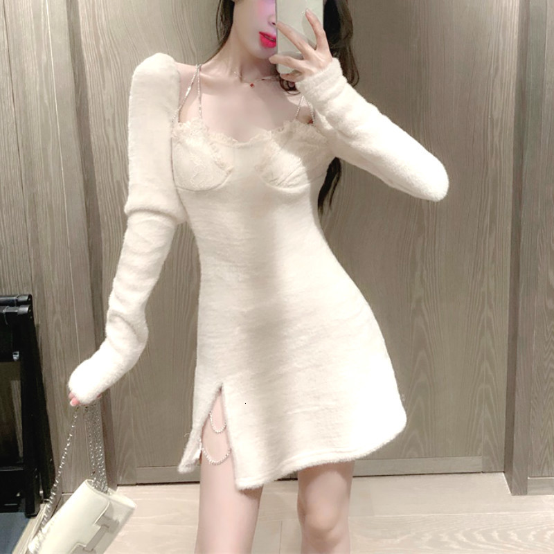 

New Spring White Fairy Elegant Floral Retro Split Party Casual French Style Kawaii Korean Women 2021 0v8h, Beige