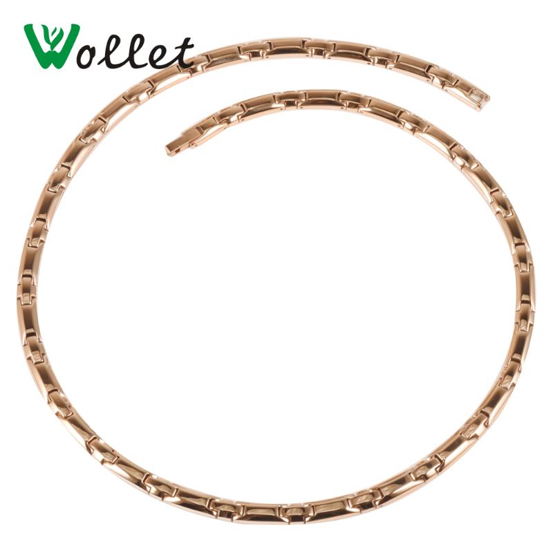 

Chains Wollet Jewelry Necklace For Women Rose Gold Stainless Steel Germanium Negative Ion Hematite Magnetic Health Energy
