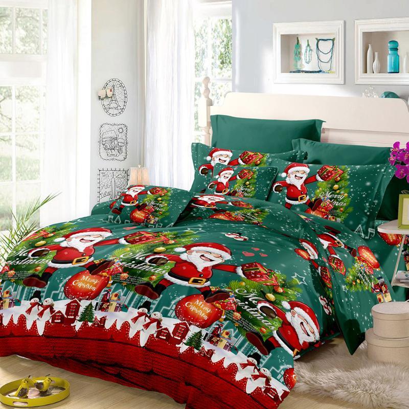 

Christmas Santa Bedding Set Polyester 3D Printed Duvet Cover 2pcs Pillowcases Bed Linen Set Christmas Bedroom Decorations1