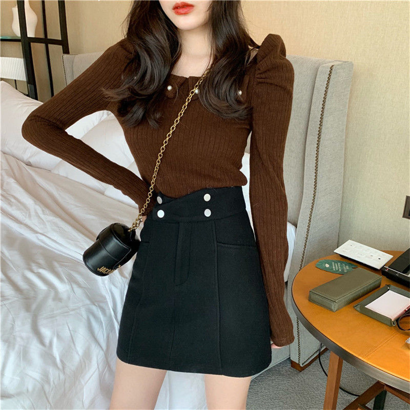 

New winter 2021 female short of solid wool knee skirts above a line skirt thin mujer y392 DZVO, Heise