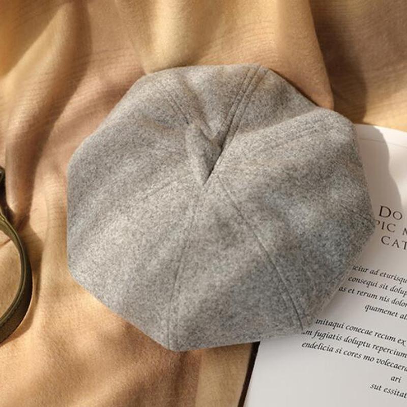 

YOYOCORN Pure Wool Beret Hat Women Felt Beret British Style Fashion Girls Hat Lady Solid Color Slouchy Winter Hats Female, Black