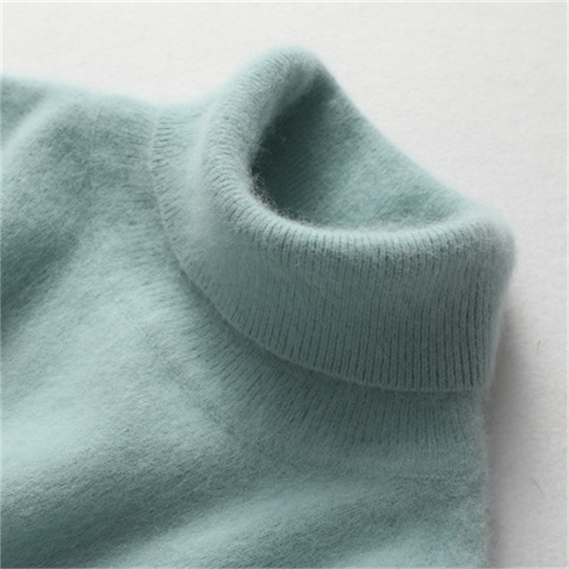 

2021 New Ffy Mink Cashmere Turtleneck Women Autumn Winter Coloth Soft Warm Pull Femme Hiver Jumper Pullover Sweater Sq2b, Yellow
