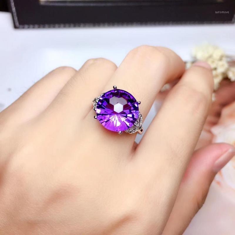 

fireworks flashing purple Amethyst gemstone ring with silver for women jewelry good cut birthday anniversary party present1