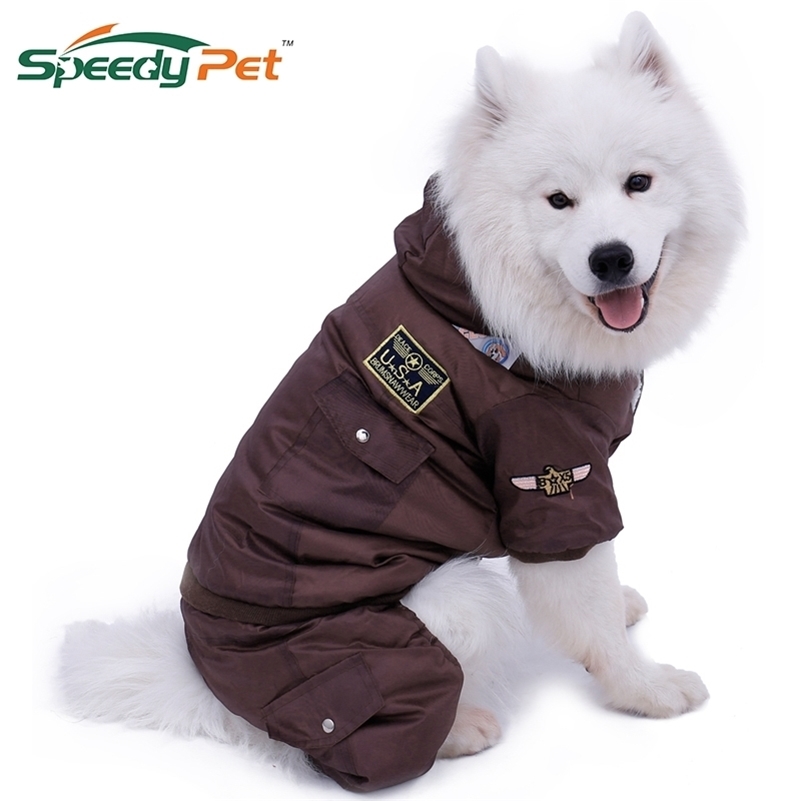 

Large Dog Warm Clothes Winter Clothing Pet Dog Jumpsuit Warm Big Dog Track Suit Puppy Hooded Jacket Coat Product XL-5XL 201102, Blue