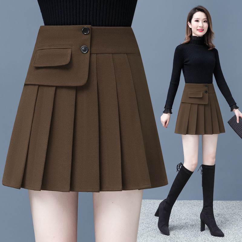 

New style 2021 plaid high skirt autumn winter female wool skirts y366 VE0I, Heise