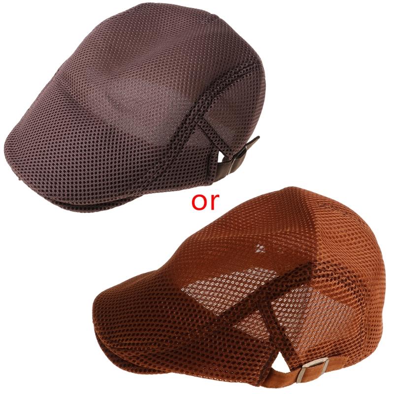 

Mens Breathable Mesh Summer Duckbill Hat Newsboy Beret Ivy Cap Cabbie Flat Soft 2XPD, Beige