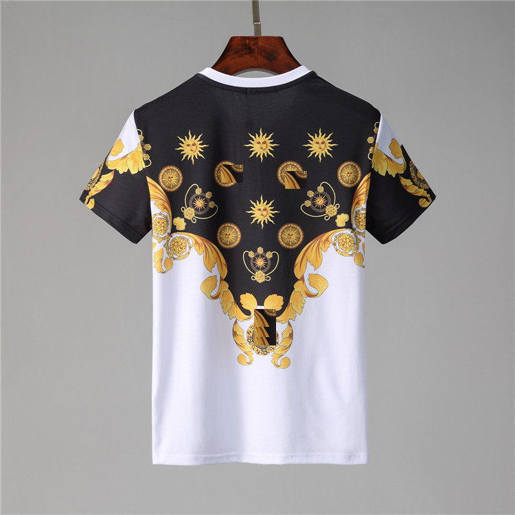 

Mens Fashion Tracksuits Summer T Shirts + Shorts Clothing Sets Letters Casual Streetwear Trend Suits Men Breathable short beach sleeve loose Tees Pants, Gold