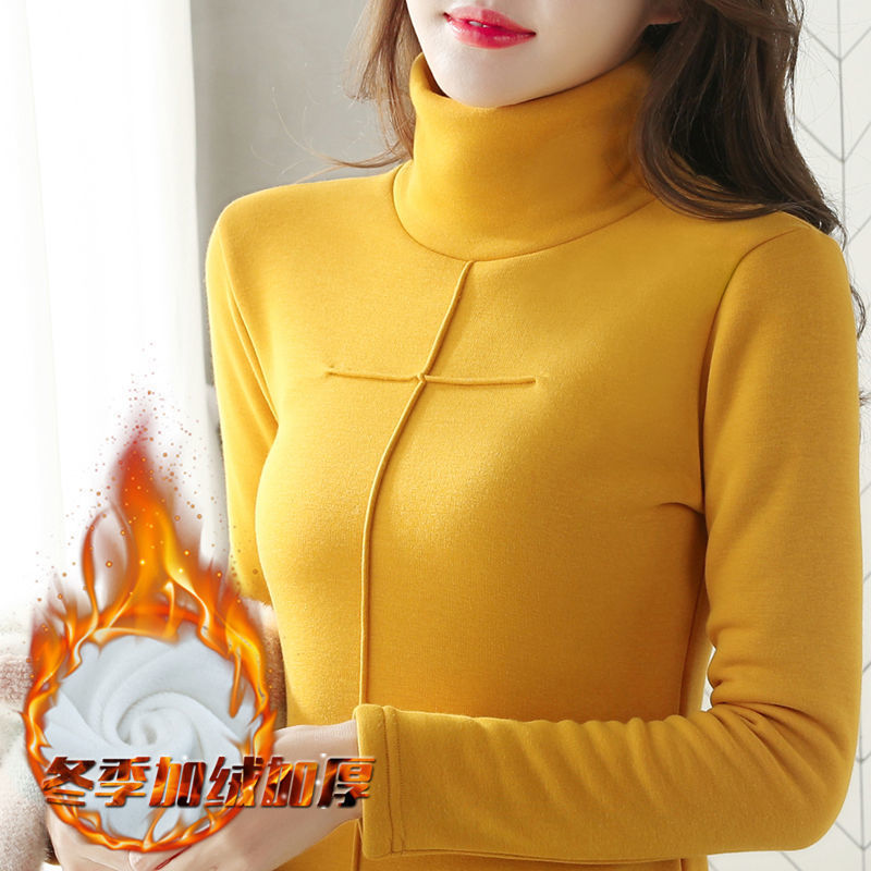 

Plus Velvet Winter Womens t Shirt Tops Turtleneck Women Shirts Plus Size Tee Shirt Femme Oversize Long Sleeve t Shirt Womens 201125, White