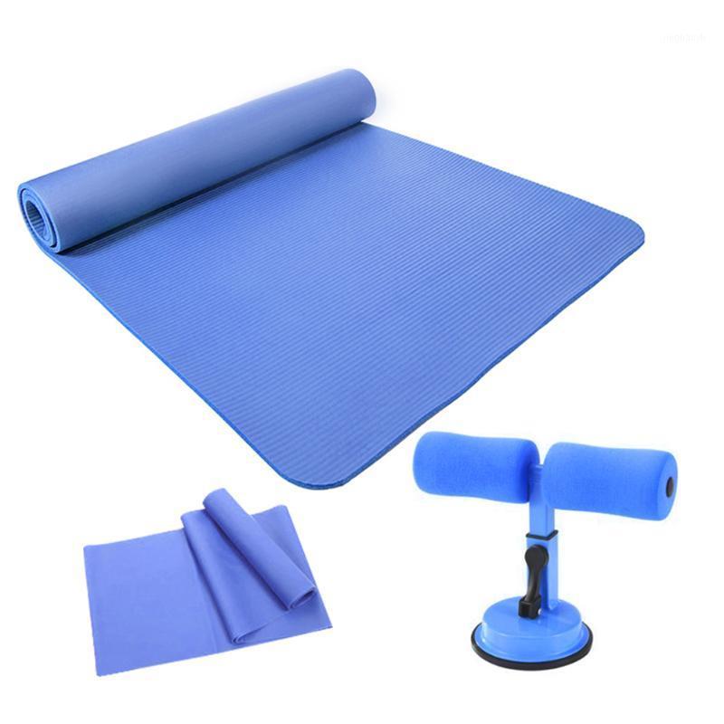 

Yoga Practice Mat with Sit-up Assistant Device Resistance Band Home Fitness Equipment Bodybuilding Sponge Yoga Mat 183*61*1CM1, Red