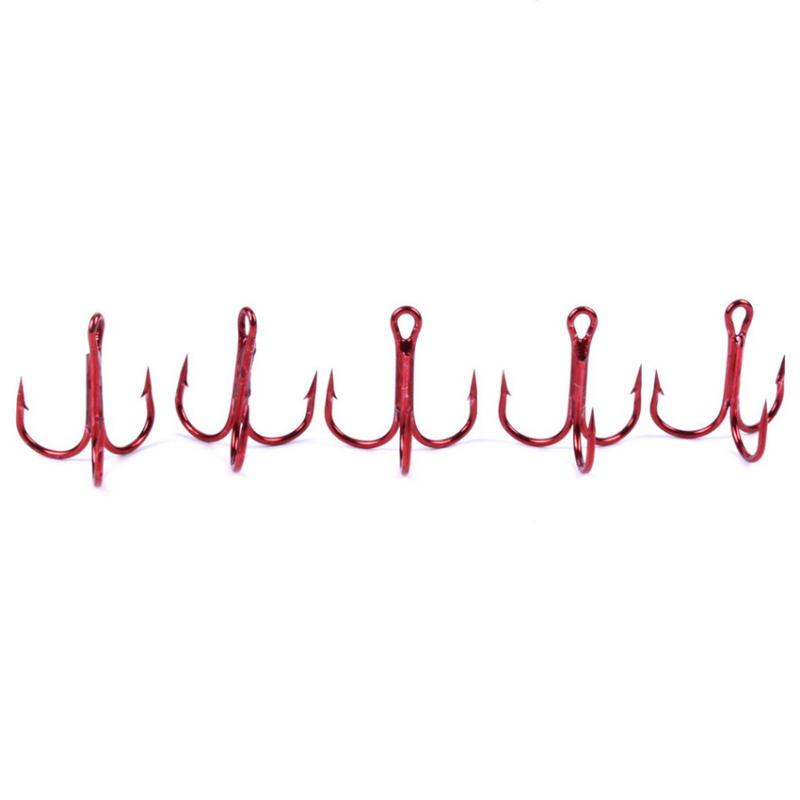 

100pcs Strong Size 2#-8# Red Nickle Round Bend Treble Hooks Fishhook Tackle Triple Hook