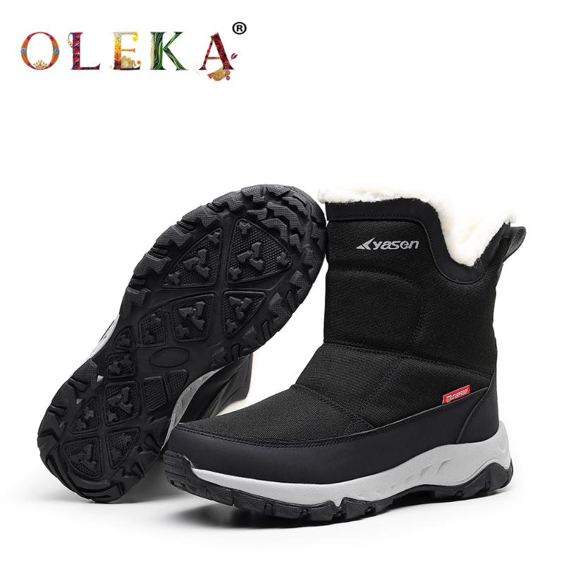 

OLEKA Warm Winter Women Boots Platform Totem Round Toe Ladies Boots Concise Style Snow Warm Faux Wool New AS279, Black