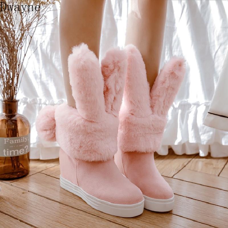 

Snow boots, winter ears, cute pink platform, increased boots