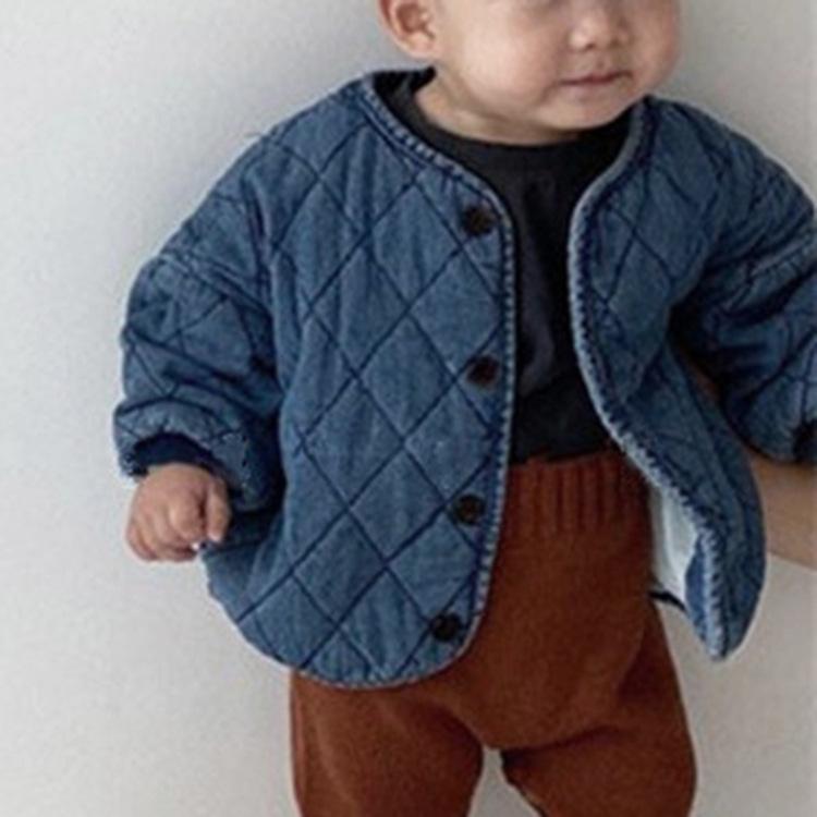 

2020 children's autumn and winter denim quilted long-sleeved jacket, See chart