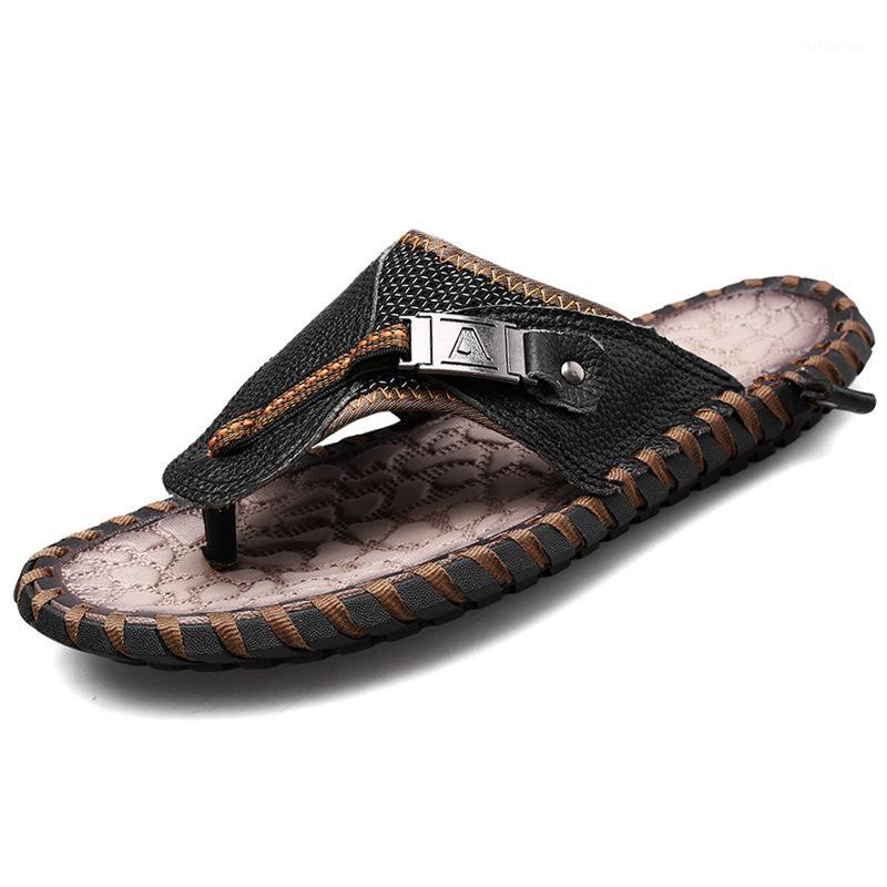 

Mazefeng Brand PU Leather Summer Men Slippers Beach Sandals Comfort Men Casual Shoes Fashion Flip Flops Footwear Size 38-481, Black