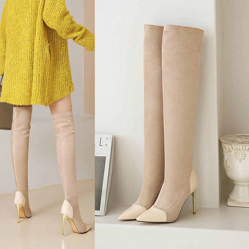 

Fall Winter thin High Boots Women Over the Knee Boots super High Heel Sexy Party Wedding Over knee Shoes size 41 42 43, Black