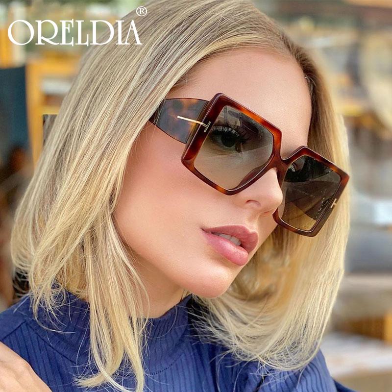 

Fashion Square Oversized Goggles Sunglasses Men And Women Leopard Gradient Color Sunglasses Retro Accessories Glasses Hot UV400