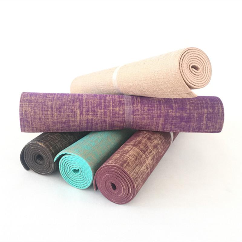 

Non-slip Jute Pvc Yoga Mat Nature Yoga Mat Thickness 5mm Linen Material Exercise Pad, Purple
