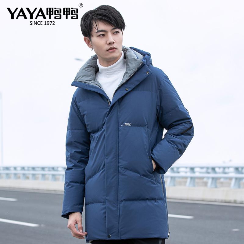 

YAYA Men Winter Warm Down Jacket 2020 Hooded Thick Coat Male Casual Down Parkas Windproof Outerwear, Black