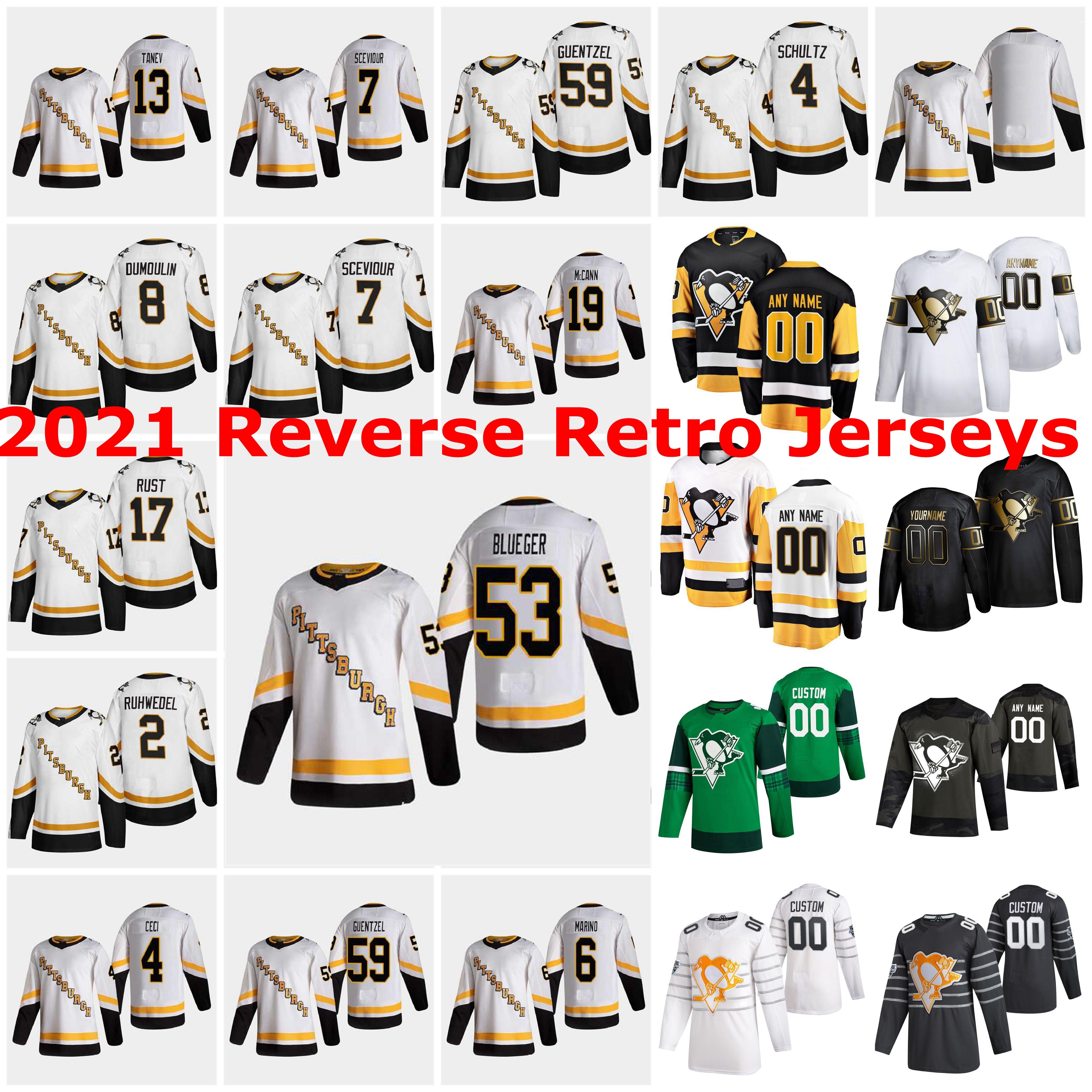 

Pittsburgh Penguins 2021 Reverse Retro Hockey Jerseys Bryan Rust Marcus Pettersson Zach Aston-Reese Evan Rodrigues Cody Ceci Custom Stitched, Black;red