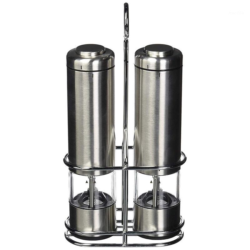 

Electric Salt and Pepper Grinder Set - Battery Operated, Stainless Steel, Refillable and Adjustable Ceramic Coarseness Core Shak1