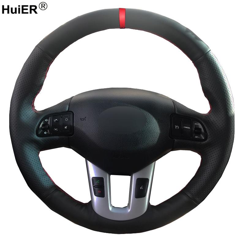 

HuiER Hand Sewing Car Steering Wheel Cover For Kia Sportage 3 2011 - 2014 Kia Ceed Cee'd 2010 - 2012 Braid on the Steering wheel