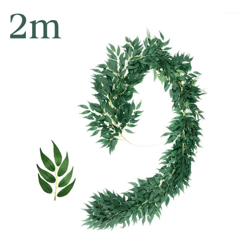 

2m/6.6ft Greenery Artificial Vine Faux Willow Eucalyptus Rattan Wicker Vines Diy1, Green gray