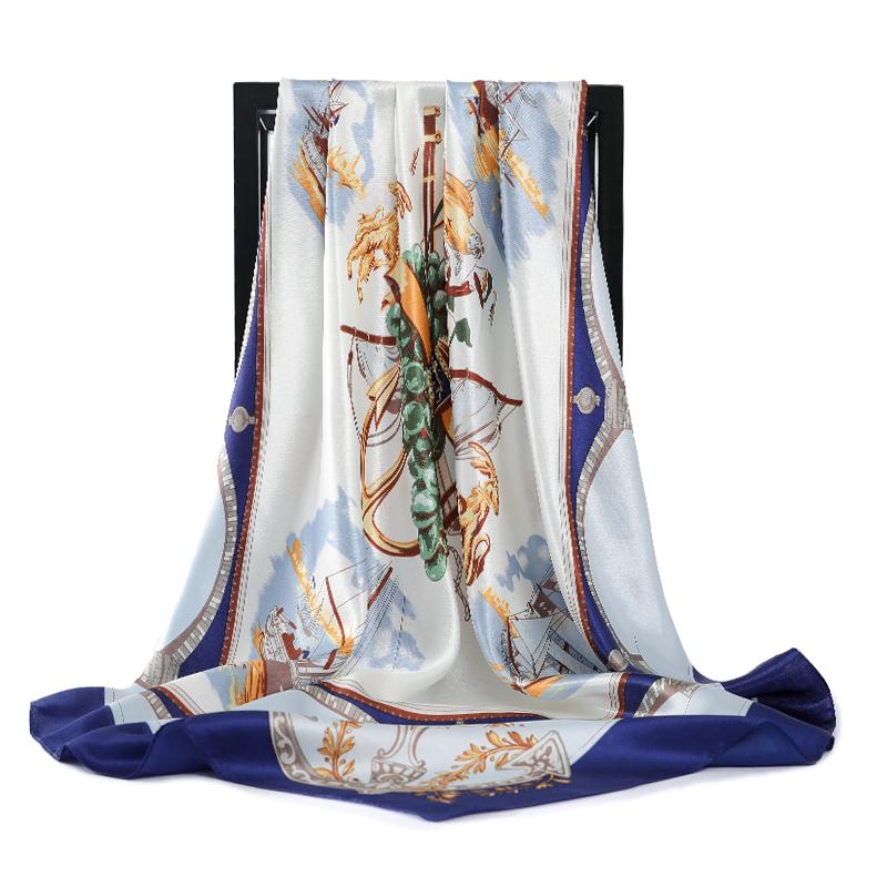 

Fashion Scarves For Women Print Silk Satin Head Scarf Female 90cmx90cm Square Shawl Large Hijab Scarfs For Ladies