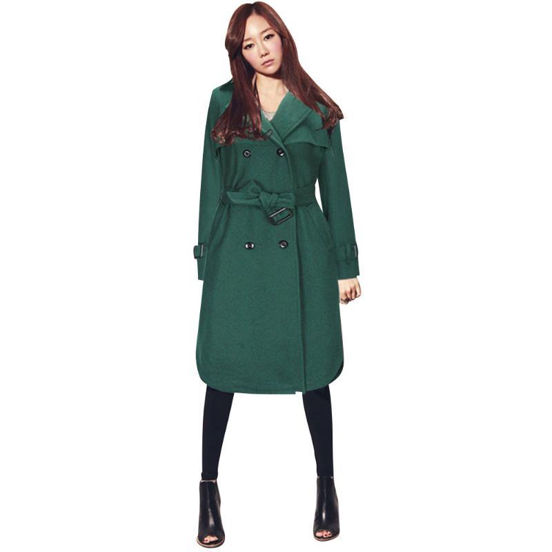 

Sobretudo Promotion Discount 2020 Autumn And Winter Suit-dress Thickening Easy Long Section Charge Wool Loose Coat Overcoat, Blackish green