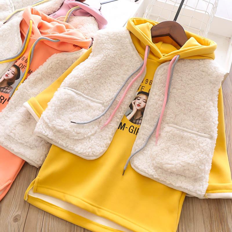 

Autumn and Winter Girls' Sets Hood Letter Thickening Wholesale