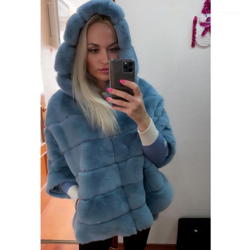 

Women Coat Genuine Rex Fur Coat Jacket Fashion Batwing Sleeves Hood Outwear High Quality1, 18