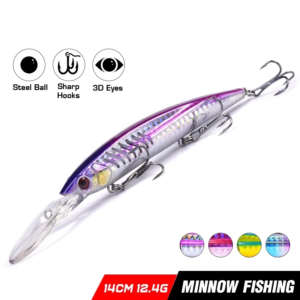 14CM 12.4G Minnow Fishing Lure Sinking Jerkbaits Hard Fishing Wobbler BKK Hook Artificial Bait Tackle-image-606649825