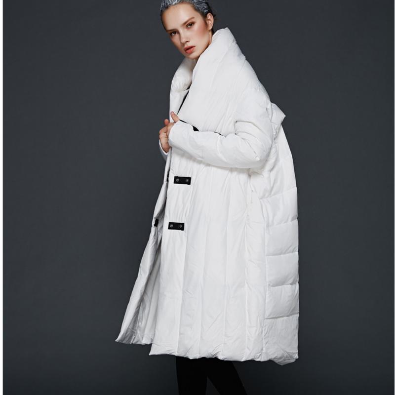 

2020 Winter 7XL Plus size 90% duck down coat fashion brand hooded cloak style long down jacket women's loose thicker warm coat, Gray