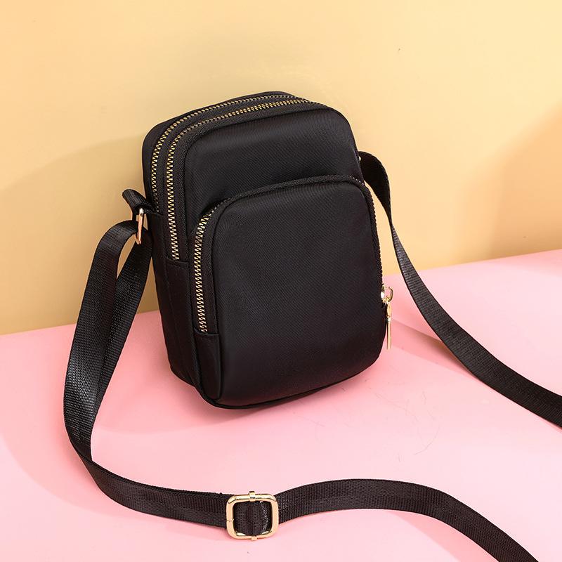 

2021 new women shoulder bag ladies mobile phone bag lightweight crossbody waterproof nylon high capacity small size female, Black