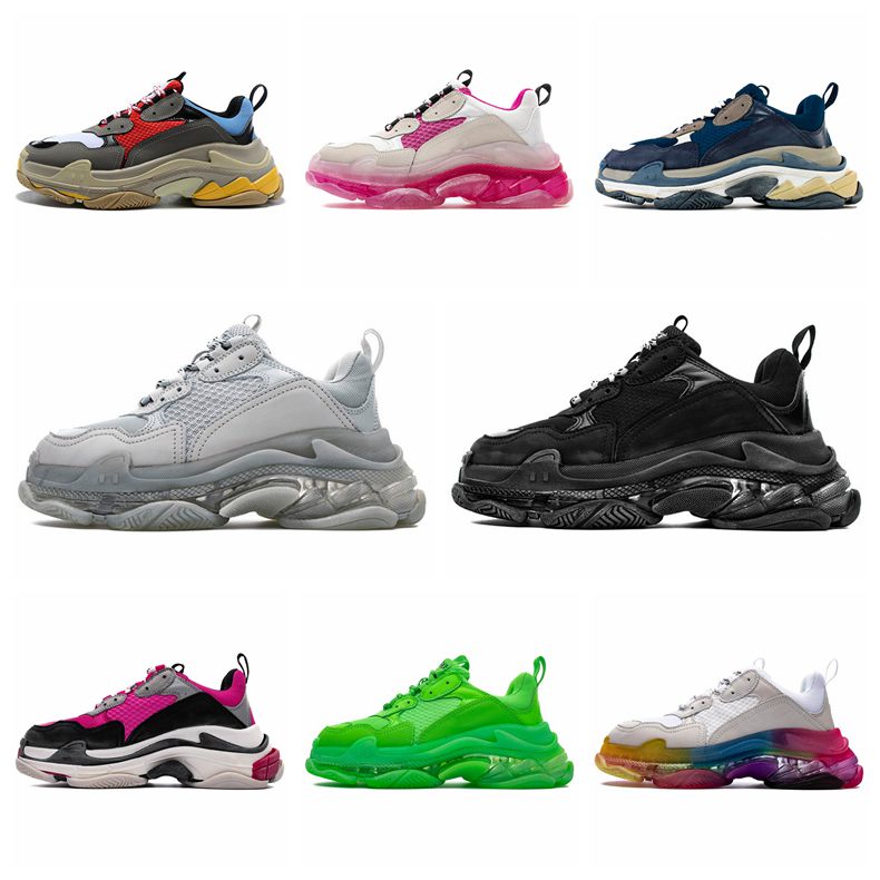 

2020 New Top Quality Luxury Mens Womens Sneakers Paris Clear Sole Mens Womens Designer Shoes Vintage Platform balenciaca shoes Chaussures