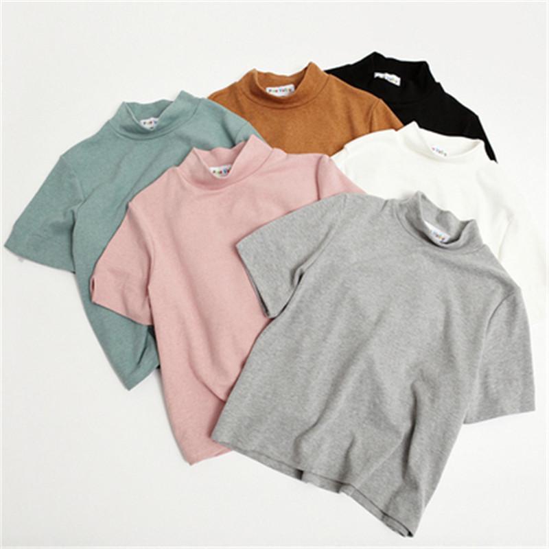 

Women's T-Shirt Summer Candy Color Women Round Neck Short-sleeved Cut Out Female Cotton Solid Casual Tees Tops Clothes PZ2584, White