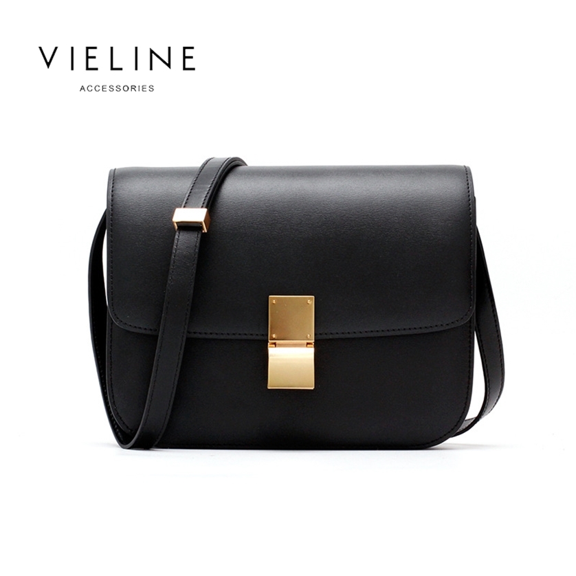 

Luxury Genuine Leather Women bag Classic Box Real Shoulder Crossbody Bag Flap 220211, Black s