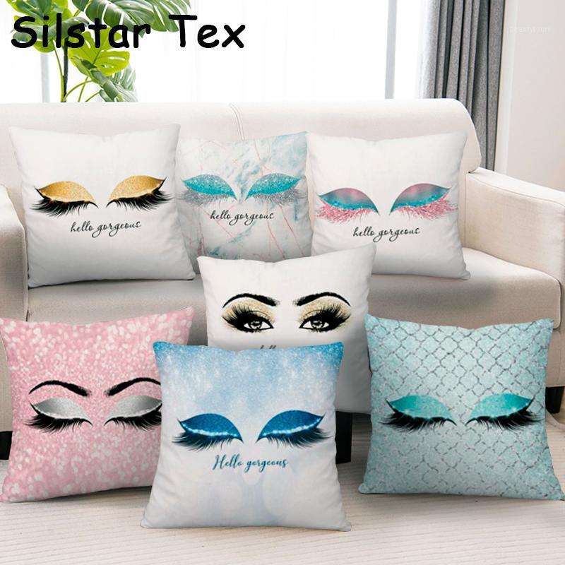 

Silstar Tex Eyelash Cushion Cover Fashion Printed Decorative Throw Pillowcase 18"x18" Square For Bed Sofa Home Decor1, Stcc012-14