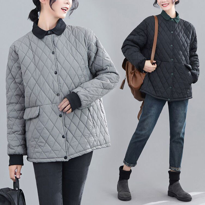 

Winter Coats For Women Full Sleeve Filling Sustans Casual Short Parka Female Oversize Warm Jackets 210204, Black