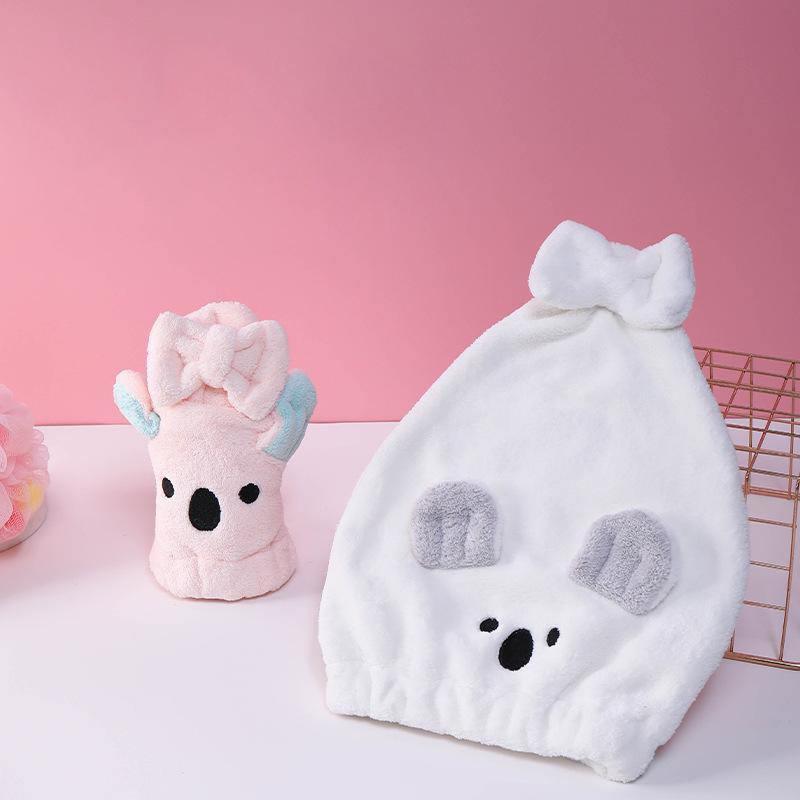 

Bathroom Women Hair Towel Superfine Fiber 5s-10s Quick-Dry Embroidered Koala Style Microfiber Hair Towel Bridesmaid Gift, Black