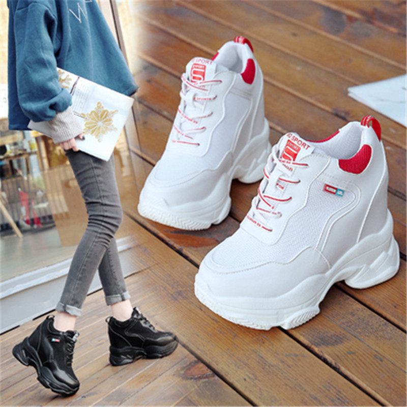 

New Boots 2021 of High Quality White Women in Fashion Women's Basket Femme Chaussures Increased Height Shoes 8J7B, Black