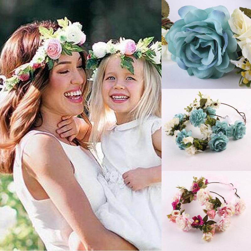 

Rose Flower Crown Festival Headband Wedding Garland Floral Hairband Wreaths Accessories Decorative Flowers1, Kids pink