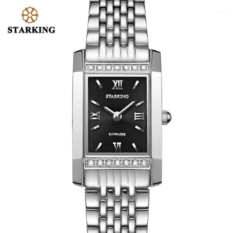 

Wristwatches Starking Fashion Casual Women Dress Watch Top 2021 Ladies With Rhinestones Relogio Feminino Retangular Clock1, Bl0778ss11