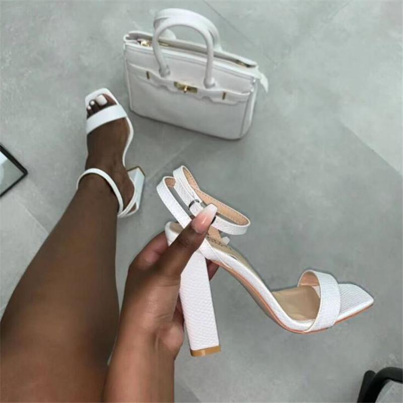

2021 new super shoes woman hot same style sexy lady sandals high quality fashion show 10 cm thick heel shoes size 4-8 9 MAIERNIS, White