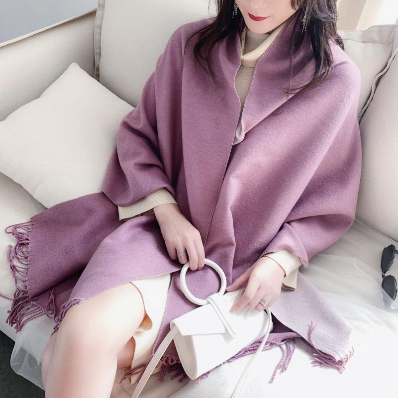 

Reversible Luxury Solid Cashmere Scarf Women Thick Warm Scarves Tassel Double Sides Scarfs Shawls Wraps Lady Bandana