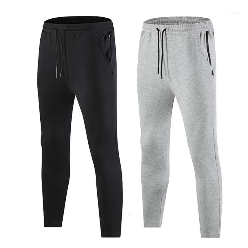 

High quality Breathable Cotton Men sport Running Pants Fitness Joggers Zipper Pockets Training Gym Soccer Leisure trousers1, White pant