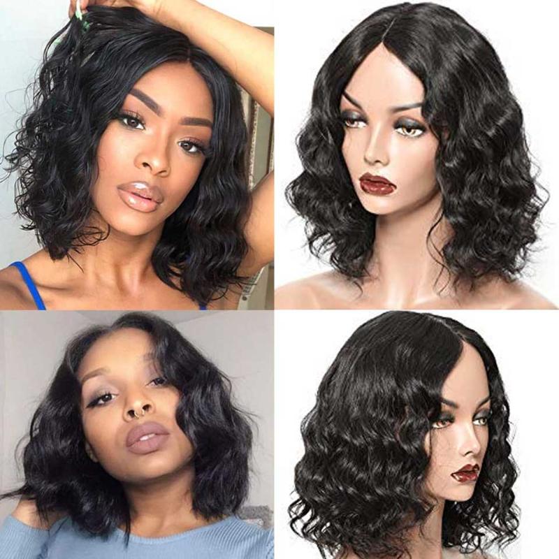 

180 Density Short Bob Body Wave Wig Hd Transparent Lace Front Human Hair Wigs Remy T Part Peruvian Wavy Body Wave Lace Front Wig, Natural color