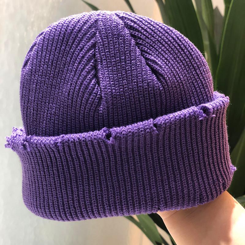 

Solid Color Unisex Autumn Winter Hole Beanies Casual Hip Hop Hat Soft Warm Wool Knitted Cap Men Women Skullcap Elastic Hats