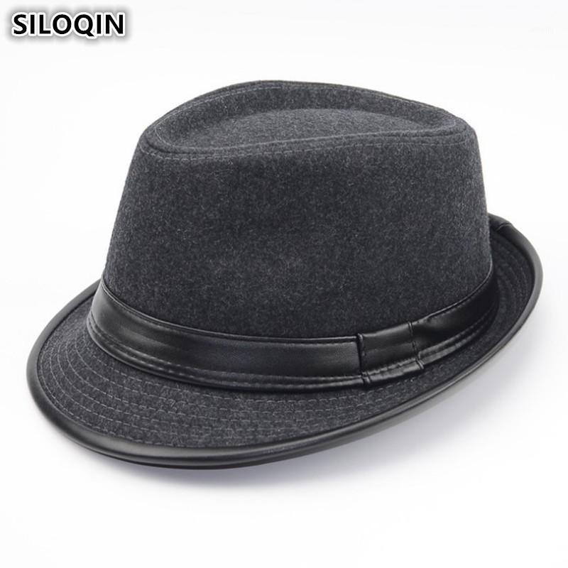 

SILOQIN Middle Aged Men's Wool Warm Fedoras Hats British Fashion Style Jazz Hat For Adult Men 2020 New Snapback Dad's Caps1, Style-7