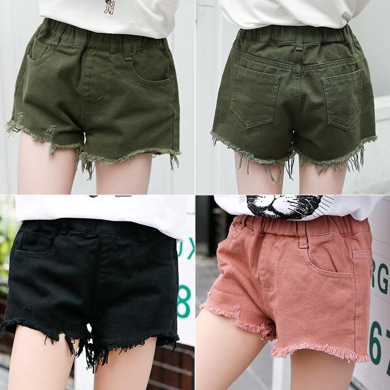 

Summer Cotton Shorts Korean Sports and Leisure Rough Edges Loose Pants Hot Pants Girls Shorts, Black