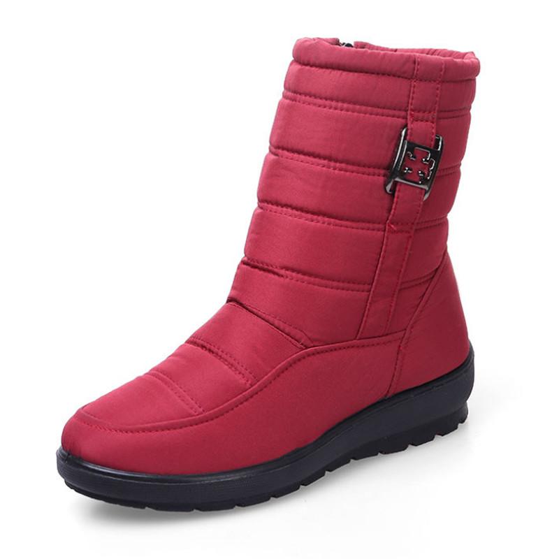 

KUEARYTN 2020 Women Winter Boots Female Down Zipper Snow Ankle Boots Plush Waterproof Flexible Anti Skid Ladies Shoes Bottes, Red